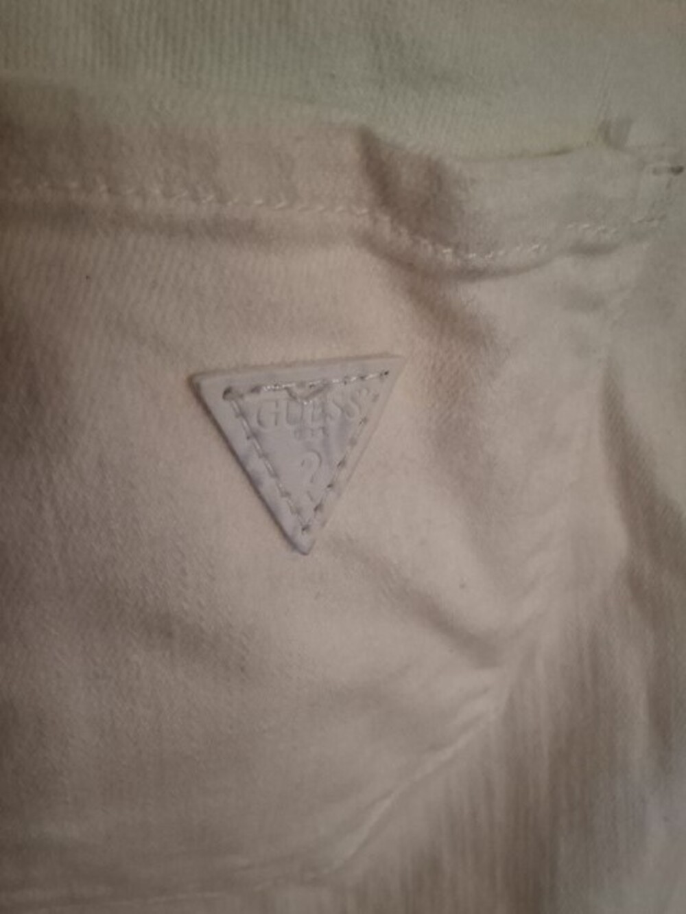 GUESS Cream Skinny Jeans with Pink Floral Embroidery - Picture 3 of 5